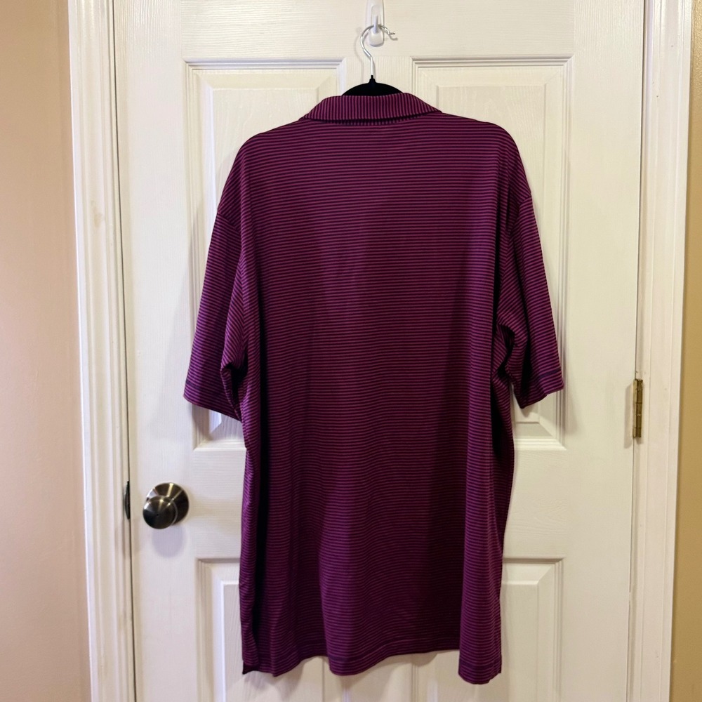 Peter Millar Summer Comfort Mens XXL Polo Burgundy Navy Stripe Squire Creek - Picture 3 of 16